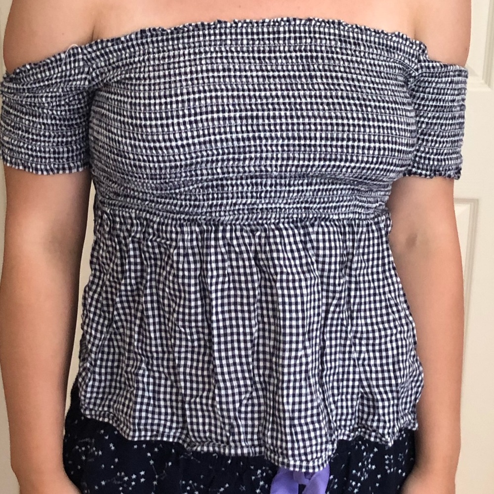 off the shoulder gingham top